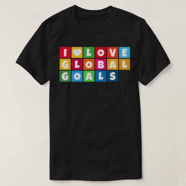 Camiseta Amo Objetivos Globais de Desenvolvimento Sustentáv (Frente do Design)