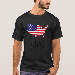 Camiseta Amo os EUA Meu Mapa Doméstico dos Estados Unidos d