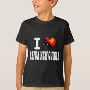 Camiseta Amo Papua-Nova Guiné Bandeira do Coração Viagem Re