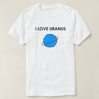 Camiseta Amo planetas espaciais cardíacos URANUS estrelas a