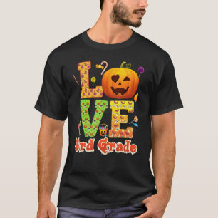 Camiseta Amo Professora da 3ª Série Abóbora Halloween Doce 