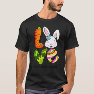 Camiseta Amo Professora da 3ª Série Bunny Páscoa Fofo Coelh