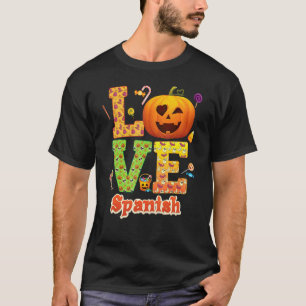 Camiseta Amo Professora de Espanhol Abóbora Halloween Doce