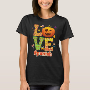 Camiseta Amo Professora de Espanhol Abóbora Halloween Doce
