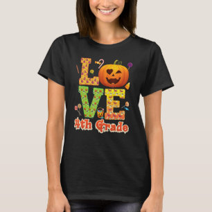 Camiseta Amo Professora do 4º Ano Abóbora Halloween Doce Po