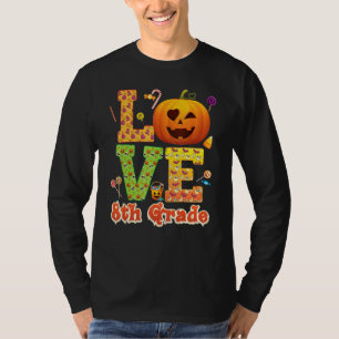 Camiseta Amo Professora do 8º Ano Abóbora Halloween Doce Po