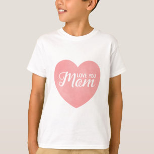 Camiseta Amo sua mãe de coração cor-de-rosa, dia de as mães
