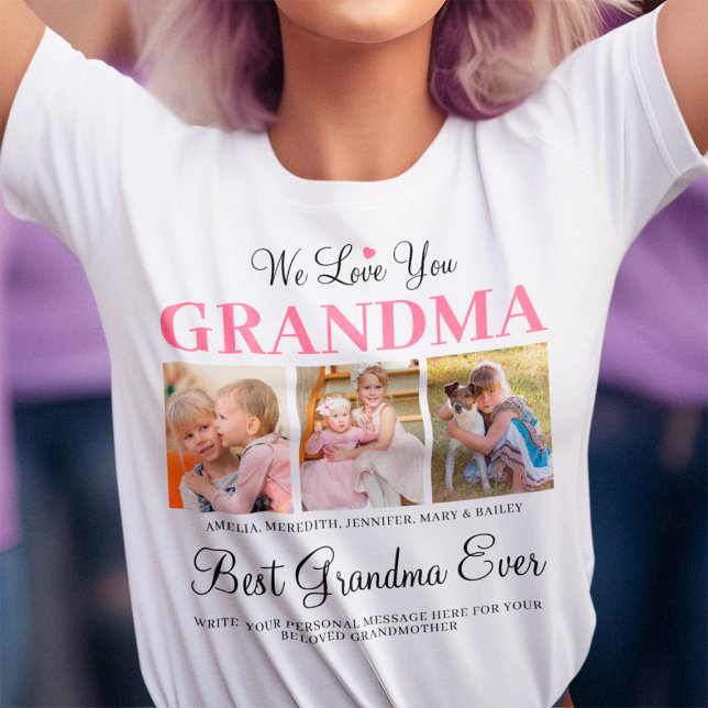 Camiseta Amo-te GRANDMA da Colagem de Fotos de Netos (Best Grandma Ever T-Shirt)