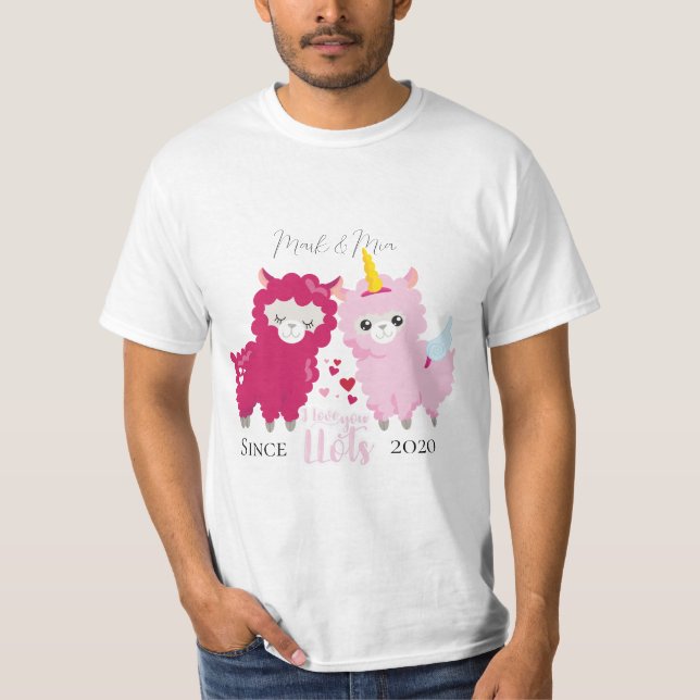 Camiseta Amo-Te Lotes Llama Personalizado Dando-Lhe O Prese (Frente)