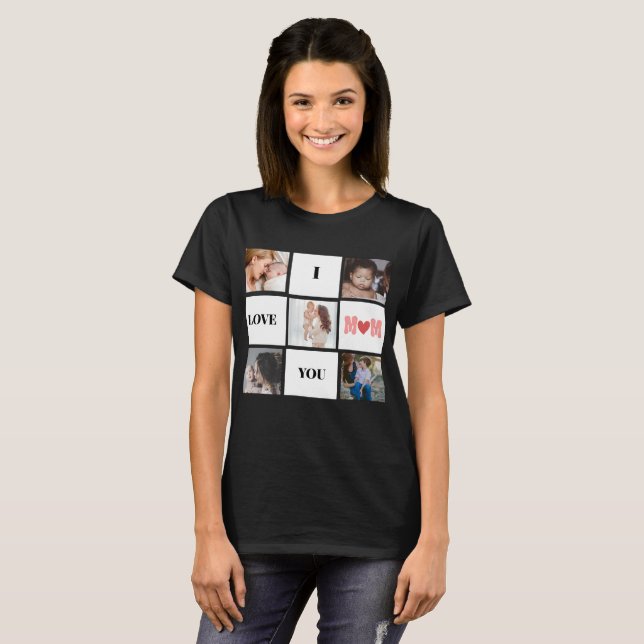 Camiseta "Amo-te mãe", fofa 5 colagem T-Shirt (Frente Completa)
