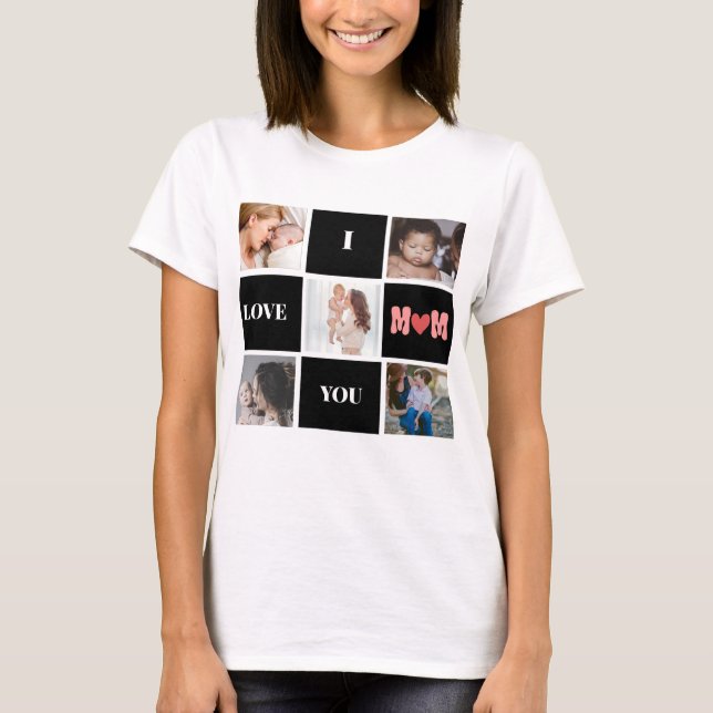 Camiseta "Amo-te mãe", fofa 5 colagem T-Shirt (Frente)