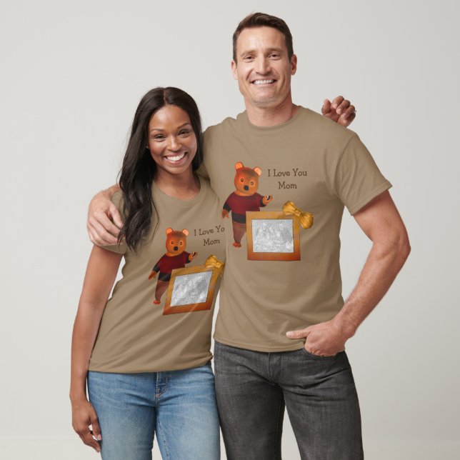 Camiseta Amo-Te, Mãe, Foto Personalizada, Urso Bonito (Unissex)