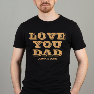 Camiseta Amo-Te Pai Novo, Preto E Dia de os pais Dourado