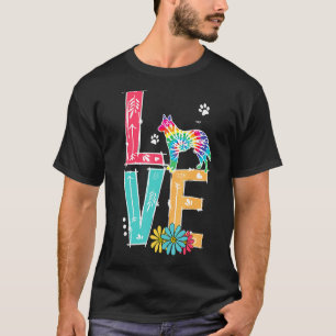 Camiseta Amo Tinta Tie Dye Arco-Íris Pastor Alemão