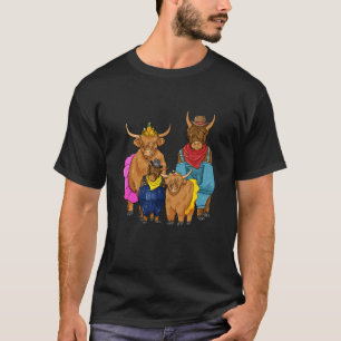 Camiseta Amo Vacas Altas Escocesas Lindas Famílias de Vacas