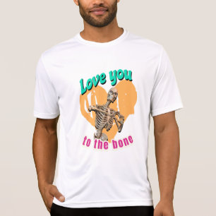 Camiseta Amo Você até os Ossos Coração de Esqueleto Diverti