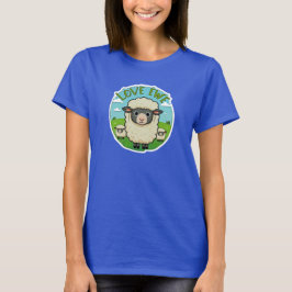 Camiseta Amo Você Ovelha Fofa Punção Coração Arte de Animal