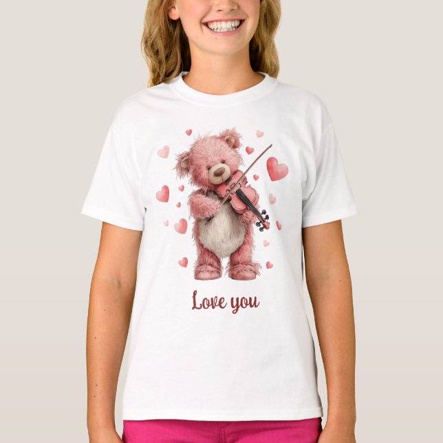 Camiseta Amo Você Teddy com Violino (Frente)