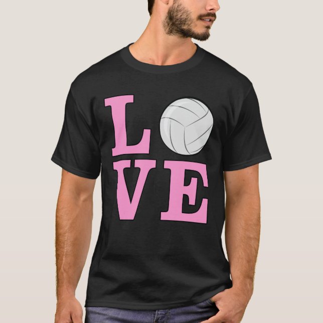 Camiseta Amo Volei - Texto Rosa (Frente)