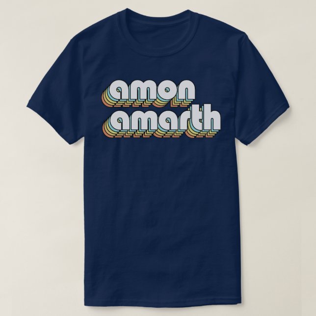 Camiseta Amon Amarth Retro Rainbow Tipografia Estilo Desvan (Frente do Design)
