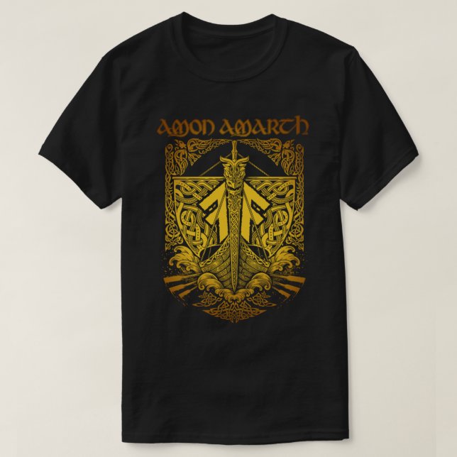 Camiseta Amon Amarth Retro-Style Fan Art Design (Frente do Design)