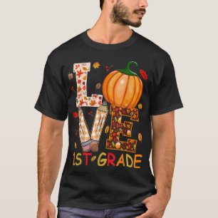 Camiseta Amor 1rua Feliz Dia de Ação de Graças Outono Estud