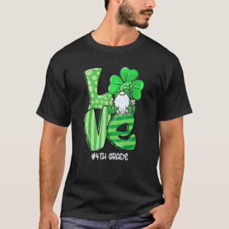 Camiseta Amor 4ª Série Gnome Feliz Dia de São Patrício Prof