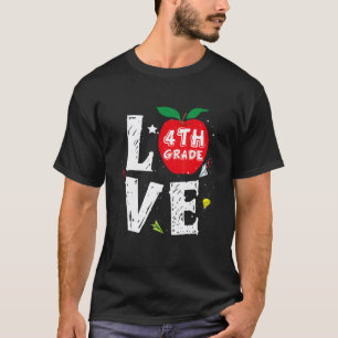 Camiseta Amor 4º Quarto Ano Maçã Volta às Aulas Professor