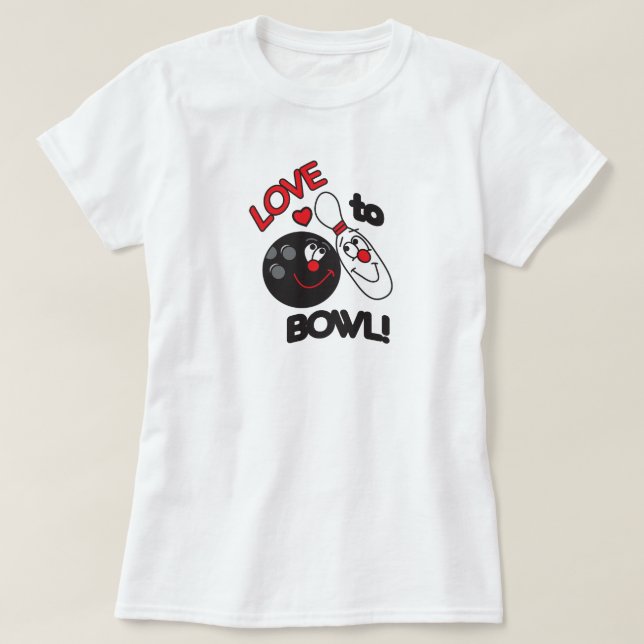 Camiseta Amor à Boliche de Bowl Pin and Ball (Frente do Design)