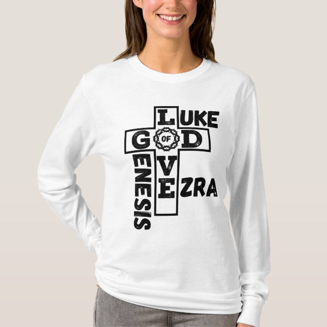 Camiseta Amor a Deus Palavra-Cruzada Bíblica Folha Longa da (Frente)