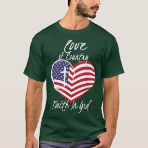 Camiseta Amor à Fé do País em Deus Engraçado Cristão 4º