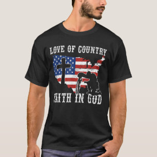 Camiseta Amor À Fé Do País Na Bandeira Da América Do Coraçã