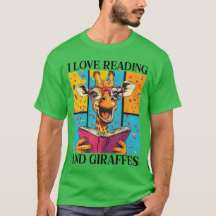 Camiseta Amor à Leitura E Girafas Girafa Fofa Lendo Livro