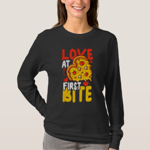 Camiseta Amor À Primeira Mordida Por Pizza Ou Comida