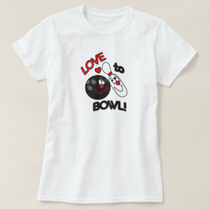 Camiseta Amor a rolar Pin de boliche e bola
