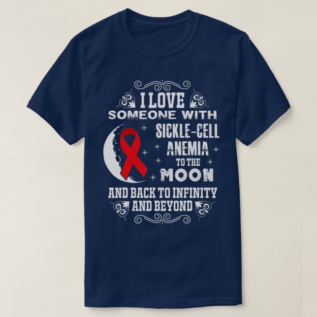 Camiseta Amor Alguém - Friso de Consciência da Anemia das C (Frente do Design)