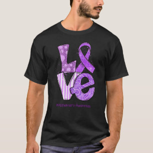 Camiseta Amor Alzheimer é consciência Mês Fita Roxa