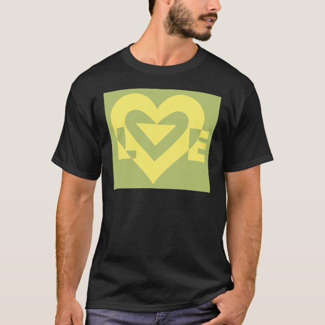 Camiseta Amor Amarelo em Sage Green (Frente)