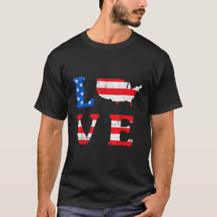 CAMISETA AMOR AMÉRICA ESTARIA PAREDES VERMELHO AZUL EUA FLA