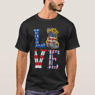 Camiseta AMOR American Flag Cowgirl Boots Sunflower 4O