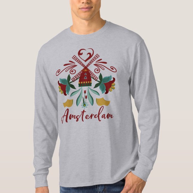 Camiseta Amor Amsterdão, Países Baixos (Holland) (Frente)