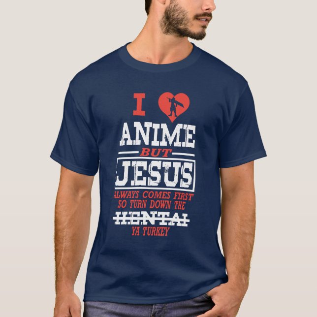 Camiseta Amor Anime Mas Jesus Sempre Vem Primeiro (Frente)