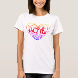 Camiseta Amor Arco-íris Coração Duplo