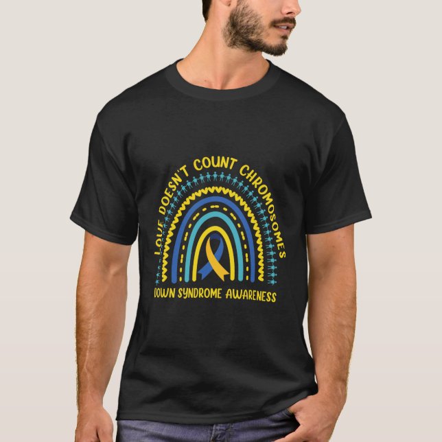 Camiseta Amor Arco-íris da Síndrome de Down Não Conta Cromo (Frente)