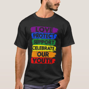 Camiseta Amor Arco-íris Proteger Apoiar Juventude LGBTQ
