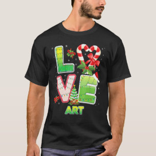 Camiseta Amor Arte Natal Chapéu de Papai Noel Aluno Profess