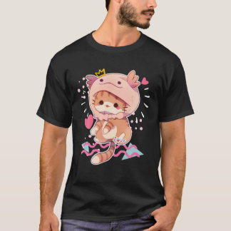 Camiseta Amor Axolotl Hat Cat Cute Axolotl Lover Heart Matc