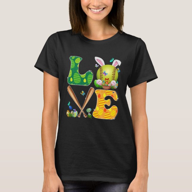 Camiseta Amor Ball & Bats Bunny Ears Páscoa Day Bo (Frente)