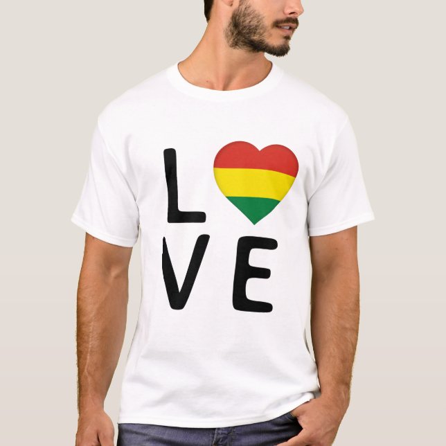Camiseta Amor - Bandeira da Bolívia (Frente)