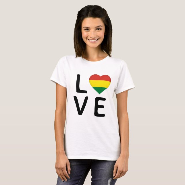 Camiseta Amor - Bandeira da Bolívia (Frente Completa)